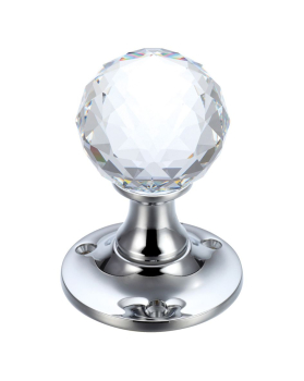 ZOO HARDWARE FB401 GLASS BALL MORTICE KNOB FACETTED CLEAR 50mm