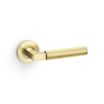 HURRICANE LEVER ON ROUND ROSE REEDED STYLE SATIN BRASS PVD
