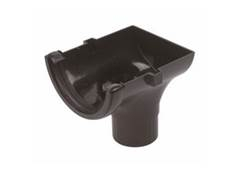 FLOPLAST HALF ROUND CAST IRON STOPEND OUTLET RO2CI BLACK