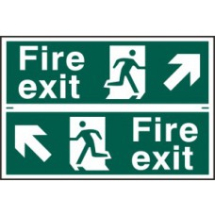 Fire exit man running arrow diagonally up left/right PVC 300mm x 200mm
