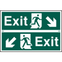 Exit man running arrow diagonally down left/right PVC 300mm x 200mm 2 per sheet