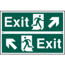 Exit man running arrow diagonally up left/right PVC 300mm x 200mm 2 per sheet