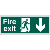 Fire exit (Man arrow down) SAV 300mm x 100mm