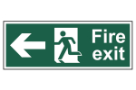 FIRE EXIT RUNNING MAN ARROW LEFT PVC 400mm x 150mm