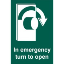 IN EMERGENCY TURN TO OPEN RIGHT RPVC 100mm x 150mm