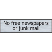 NO FREE NEWSPAPERS OR JUNK MAIL 200mm x 50mm