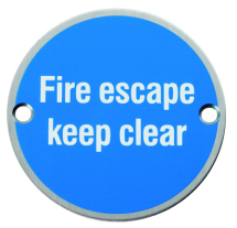 EUROSPEC STEELWORX SIGNAGE SYMBOL FIRE DOOR KEEP CLEAR 76mm dia