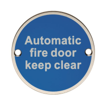 EUROSPEC AUTOMATIC FIRE DOOR KEEP CLEAR 76mm Dia SEX1022BSS BRIGHT STAINLESS STEEL