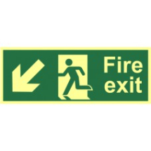Photluminescent Fire Exit Sign (Diag Down L)400x150mm (13368)
