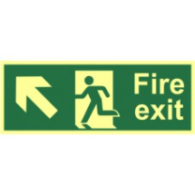 Photluminescent Fire Exit Sign (Diag Up L)  400x150mm (12415)