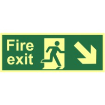 Photluminescent Fire Exit Sign (Diag Down R)400x150mm (13367)