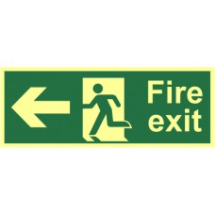 Photluminescent Fire Exit Sign (Left)       400x150mm (12411)