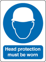 inchHead Protection Must Be Worninch Sign inchHead Protection Must Be Worninch Sign