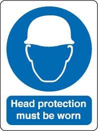 InchHead Protection Must Be WornInch Sign