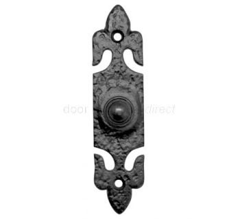 FF34 Bell Push On Fleur De Lys Plate     Black Antique FF34 Bell Push On Fleur De Lys Plate     Black Antique