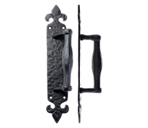 Foxcote Foundries FF74 Pull Handle On Fleur De Lys Backplate