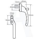 UPVC Espagnolette Window Handle Right Hand Silver