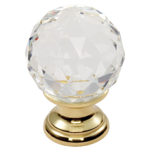 35mm CRYSTAL FACETED KNOB FTD670C-CTB (Clear Translucent Brass)