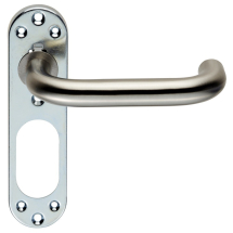 Eurospec 304 Stainless Steel Safety and Straight Lever on Inner Backplate