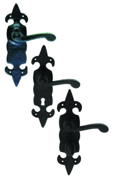 Carlisle Brass Ludlow Black Antique Fleur De Lys Lever Handle On Backplate Carlisle Brass Ludlow Black Antique Fleur De Lys Lever Handle On Backplate