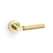 HURRICANE LEVER ON ROUND ROSE REEDED STYLE SATIN BRASS PVD
