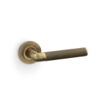 Harrier Lever on Round Rose Knurled Style Antique Brass