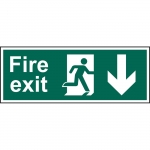 FIRE EXIT RUNNING MAN ARROW DOWN PVC 400mm x 150mm
