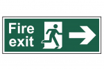 FIRE EXIT RUNNING MAN ARROW RIGHT PVC 400mm x 150mm