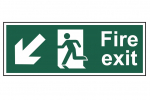 FIRE EXIT RUNNING MAN ARROW DOWN/LEFT PVC 400mmx150mm
