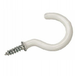 WHITE PLASTIC COATED CUP HOOK 51mm
