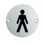 EUROSPEC MALE SYMBOL 76mm dia SEX1011BSS BRIGHT STAINLESS STEEL