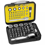 STANLEY STA113907 Bit & Socket Set of 39 + Ratchet End Metric 1/4 Drive