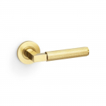 Hurricane Lever on Round Rose Knurled Style Satin Brass PVD