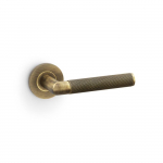 Harrier Lever on Round Rose Knurled Style Antique Brass