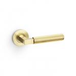 Harrier Lever on Round Rose Knurled Style Satin Brass PVD