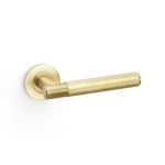Spitfire Lever on Round Rose Knurled Style Satin Brass PVD