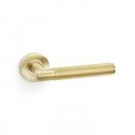 Spitfire Lever on Round Rose Reeded Style Satin Brass PVD
