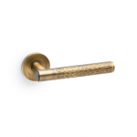 Spitfire Lever on Round Rose Hammered Style Italian Brass