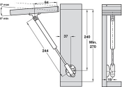 HAFELE AUTOMATIC OPENING LID STAY FOR WOODEN/ALUMINIUM FRAME DOORS 244mm 372.00.702