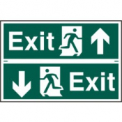 Exit man running arrow up/down PVC 300mm x 200mm 2 per sheet
