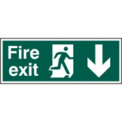 FIRE EXIT MAN ARROW DOWN RPVC 600mm x 200mm