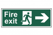 FIRE EXIT RUNNING MAN ARROW RIGHT PVC 400mm x 150mm