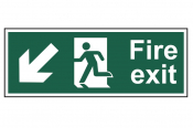 FIRE EXIT RUNNING MAN ARROW DOWN/LEFT PVC 400mmx150mm