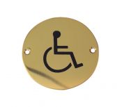 BRASS CIRCULAR SIGN 76mm DISABLED