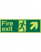 Photluminescent Fire Exit Sign (Diag Up R)  400x150mm (12412)