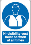 inchHigh Vis Vest Must Be Worninch Sign
