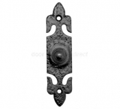 FF34 Bell Push On Fleur De Lys Plate     Black Antique
