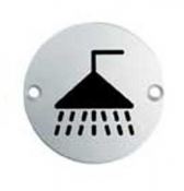 EUROSPEC SHOWER SYMBOL 76mm dia SEX1014BSS BRIGHT STAINLESS STEEL