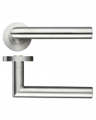 SATIN STAINLESS OVAL MITRED LEVER ON ROUND ROSE ZCS050SS