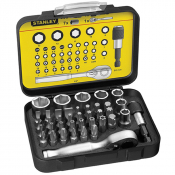 STANLEY STA113907 Bit & Socket Set of 39 + Ratchet End Metric 1/4 Drive